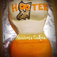 Hooter's Cake Hooter's body cake make of out 2 heart shaped pans and the sports ball pan. Decorated in bettercream . thaks for looking