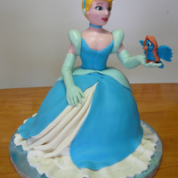 Cinderella Cake Cinderella cake. Dress is 3 layer cake covered in fondant. Body, head and arms are modeling chocolate.