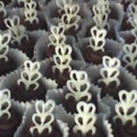 Sea Of Brownies! These were for my future daughter-in-law's Bridal Shower. They are brownes cut in circleswith whipped chocolate ganache rosettes and...