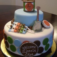 Boy Baby Shower - Musical Theme Music instruments are made of fondant.