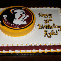 Florida Seminoles Birthday Cake For a Seminoles fan. Cake is buttercream, Seminole face is royal icing