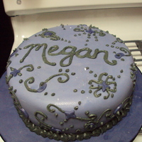 Purple B-Day Cake The only I was told was to make it purple with her name on it. It's a strawberry cream cake with bc crum coat and covered in fondant....