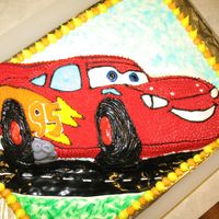 Lightening Mcqueen My grandson wanted a Lightening McQueen cake for his 4th birthday. He was happy with this one.