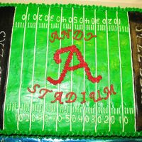 Stadium Cake This cake is a fun fetti with chocolate pudding filling and butter cream frosting. This was for our grandson's 2nd birthday.