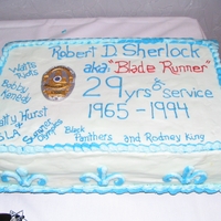 Lapd Retirement This is the second cake I made for the retirement party. This is a two layer 1/2 sheet lemon cake with blueberry filling and cream cheese...