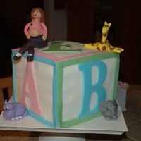 Baby Shower Cake ABC Cube with animals and pregnant girl