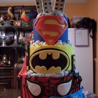 Superheros 3 tier buttercream with fondant accents