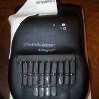 Stenographer Machine Carved vanilla cake with fondant