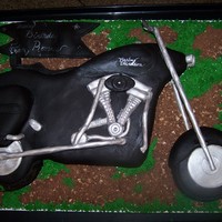 Harley Cake carved out of a sheet cake, covered in fondant.