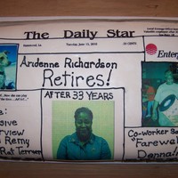 Newspaper Cake 1/2 sheet carved, and covered in fondant, edible pics, and royal icing