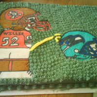My Little '9Er This is my first time doing a FBCT. My hubbys team(49ers) are playing the Seahawks this weekend. So he asked if I would draw him this cake...