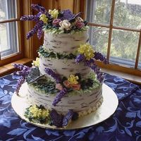 Birch And Butterflies Birch, butterflies, and royal icing flowers.