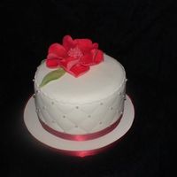 Red Flower Birthday Cake A birthday cake I designed for my co-worker. All thanks to SugarShack!!!