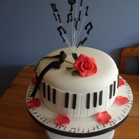 Music Cake No request but a music cake for my friends daughter. 8 inch chocolate wasc cake (poh my word just do it) kitbox cutters for the notes....