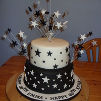 Black And White Stars For my friends 30th and her dad's 60th joint party. An 8 and 6 stacked. The stars on wires were done in white black and silver glitter...