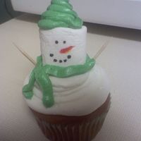 Snowman Cupcake snowman marshmallow cupcake with buttercream scarf and hat