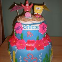 Spongebob Luau Cake Fondant covered Spongebob luau cake