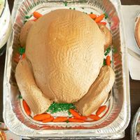 Turkey Cake my first attempt at a turkey cake for thanksgiving! i used marshmallow fondant for the carrots and peas. thanks everyone for the...