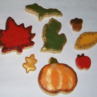 Fall Cookies These are Pennie recipe cutouts with rolled Buttercream Fondant. Wanted to use up my Michigan cookie cutters...TFL