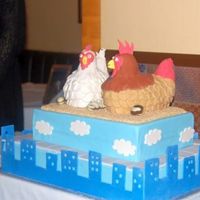 Chicken Wedding Cake Here is a picture of the finished wedding cake I made for my son and his new bride. She is a children's book illustrator who goes by...