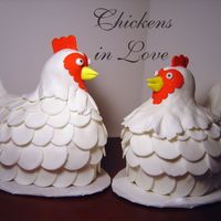 Chickens In Love These were my "test" chickens for a wedding cake I'm making for my son and his fiancee, who is a children's book...