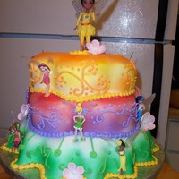 Fairy Princess Extravaganza! fondant covered cake with toy faries