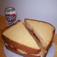 Behold.....the Cakewich Peanut butter frosting with strawberry filling!