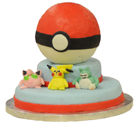 Pokemon Poke ball is made of Styrofoam covered in MM fondant. Characters are made from MM fondant also.