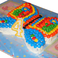 Butterfly Cake was frosted with BC icing first then decorated with M &M's.