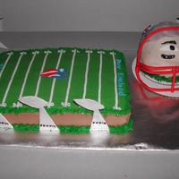 Patriots Fan First helmet cake made after seeing in cake magazine for Patriots-Tom Brady fan