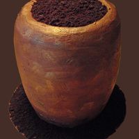 Ceramic Pot Cake My dad recently bought a home and garden shop that sells ceramic pots, so I made this for him for his Birtday. chocolate cake with black...