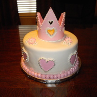 Princess Crown Cake Gumpaste Crown with white icing and dragee accents.