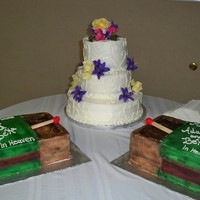 Wedding This photo is of the main wedding cake, the second photo shows the whole cake... the bride and groom wanted the side cakes to be a matchbox...