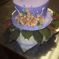 Church Hat Fondant covered banana cake is the top of hat, fondant covered rice krispie is the brim of hat. The hat sits on a 12 in vanilla layer cake...