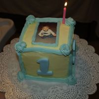 Baby's 1St Birthday son of a friends 1st birthday cake. with rice paper photo