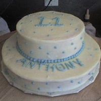 Simple Dots WASC s/SMBC. Very simple last minute cake for my little neighbor. Both tiers are one layer. He really enjoyed it. TFL