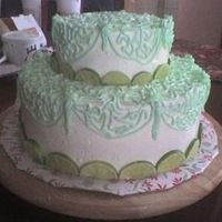 Pretend Wedding Cake Strawberry Margarita cake w/lemon lime filling. (Thanks CC for the recipes). I used limes coated in sugar for the bottom border. I thought...