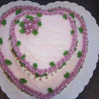 Birthday For Barbara Marble cake 6"heart and 10"heart with vanilla buttercream icing.