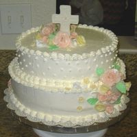 Bautizmo Cake Whip cream and gum paste flowers