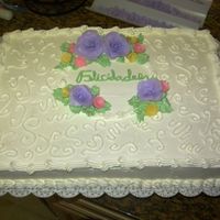 Mom Birthday Cake whipped cream icing and fondant flowers