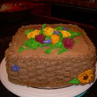 Chocolate Basketweave My 1st square cake - Fall flowers.