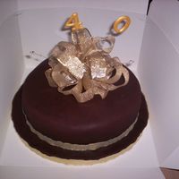 40Th Birthday Cake CHOCOLATE FONDANT CAKE...WITH CHOCOLATE BUTTER CREAM FILLING.FIRST CAKE TOPPER I HAVE MADE WITH RIBBON.SWARVORSKI CRYSTALS AND THE 40 IS...