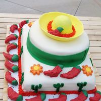 Fiesta Cake With Chili Peppers Mexican themed shower/party.