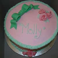Molly's Cake Yellow cake with BC. Fondant bow, Duff roses. TFL!