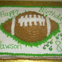 Football Birthday Cake I am new to decorating and don't have a lot of supplies, so I used a pampered chef mixing bowl to make the football. My kids love for...