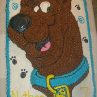 Scooby-Doo Birthday Cake This is a Wilton cake pan placed on top of a sheet cake. All buttercream. Sheet cake is 1/2 chocolate and 1/2 white. The Scooby doo is...