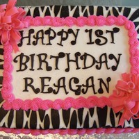 Pink Zebra 1St Birthday Cake 