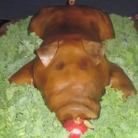 Pig Roast Cake This was my first attempt at a 3d cake and it was my first time using fondant and airbrush. Head is made of RKT body is sheets ok cake...