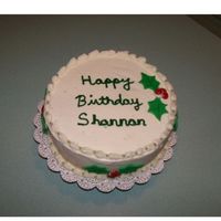 Christmas Birthday BC icing with fondant holly leaves