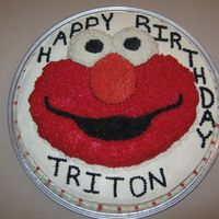 Elmo Elmo birthday cake for a three year old. Both are two different kinds of chocolate cakes and decorated with all buttercream icing